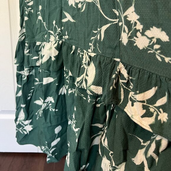 Women's Plus Ava & Viv Green Floral Tie-Neck Maxi Dress Size X - Picture 7 of 11